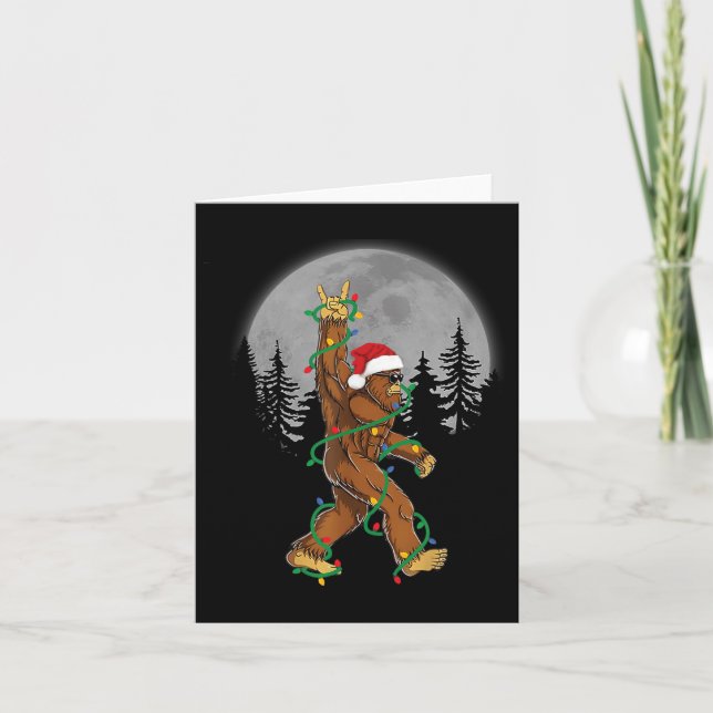 Bigfoot Santa Julgran Ljus Funny Julafton Sas Kort (Framsida)