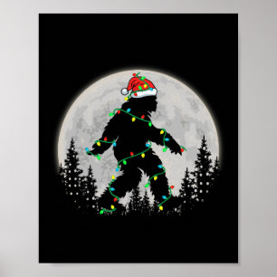 Bigfoot Santa Julgran Ljus Funny Julafton Sas Poster