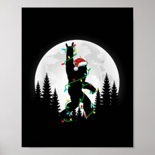 Bigfoot Santa Julgran Ljus Funny Julafton Sas Poster
