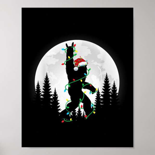 Bigfoot Santa Julgran Ljus Funny Julafton Sas Poster (Framsidan)