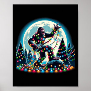 Bigfoot Santa Julgran Ljus Funny Julafton Sas Poster