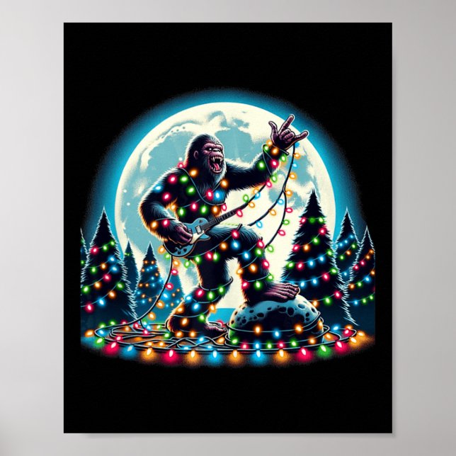 Bigfoot Santa Julgran Ljus Funny Julafton Sas Poster (Framsidan)