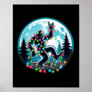 Bigfoot Santa Julgran Ljus Funny Julafton Sas Poster