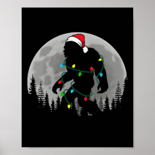 Bigfoot Santa Julgran Ljus Funny Julafton Sas Poster