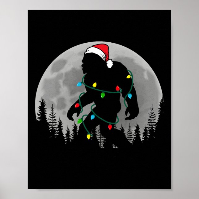 Bigfoot Santa Julgran Ljus Funny Julafton Sas Poster (Framsidan)