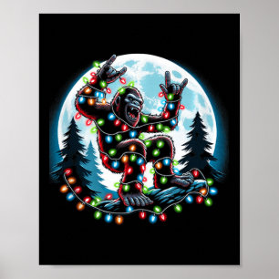 Bigfoot Santa Julgran Ljus Funny Julafton Sas Poster