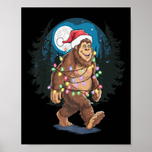 Bigfoot Santa Julgran Ljus Funny Julafton Sas Poster