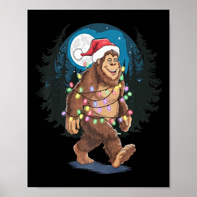 Bigfoot Santa Julgran Ljus Funny Julafton Sas Poster (Framsidan)