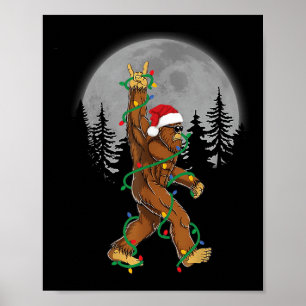 Bigfoot Santa Julgran Ljus Funny Julafton Sas Poster