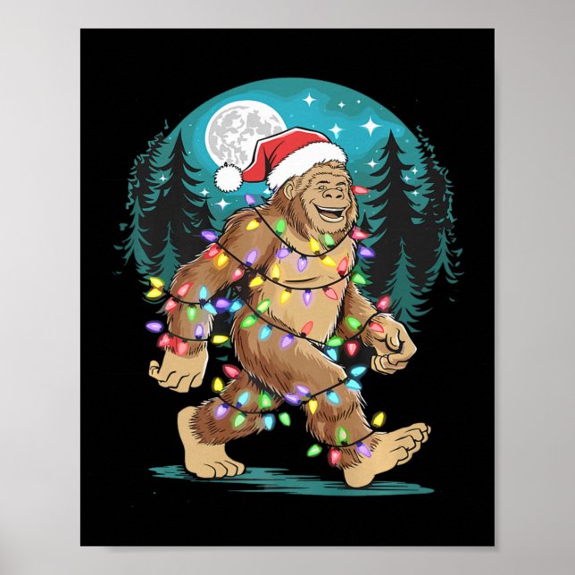 Bigfoot Santa Julgran Ljus Funny Julafton Sas Poster (Framsidan)