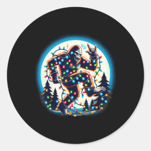 Bigfoot Santa Julgran Ljus Funny Julafton Sas Runt Klistermärke