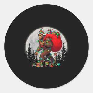 Bigfoot Santa Julgran Ljus Funny Julafton Sas Runt Klistermärke