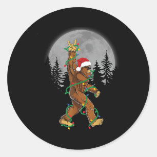 Bigfoot Santa Julgran Ljus Funny Julafton Sas Runt Klistermärke