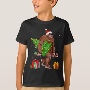 Bigfoot Santa Julgran Ljus Funny Julafton Sas T Shirt