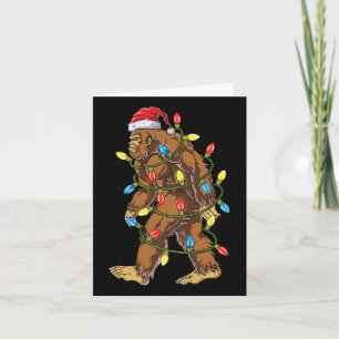 Bigfoot Santa Julgran Ljus Julafton Boys Manar Kort