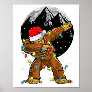 Bigfoot Santa Julgran Ljus Julafton Boys Manar Poster