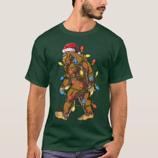 Bigfoot Santa Julgran Ljus Julafton Boys Manar T Shirt