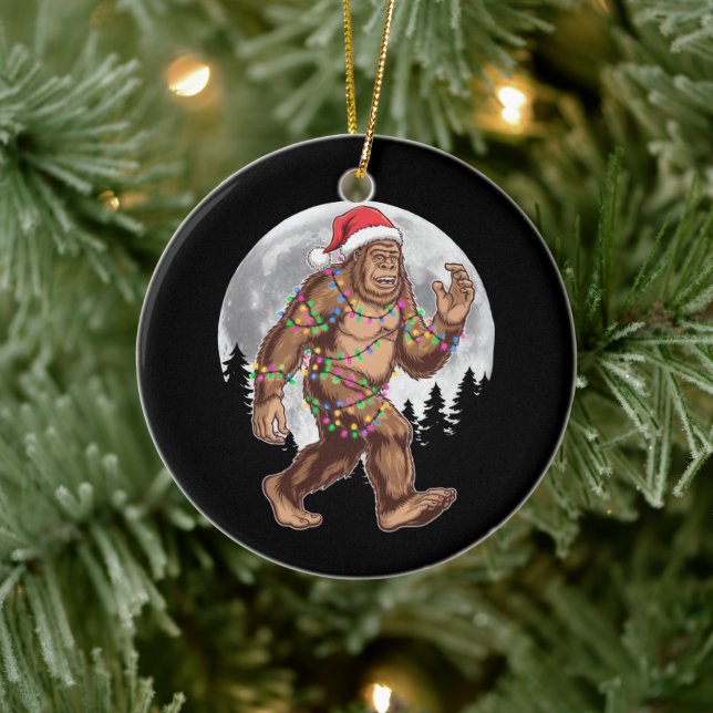 Bigfoot Santa Julgran Ljus Julafton Sasquatch Julgransprydnad Keramik (Träd)