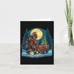 Bigfoot Santa Julgran Ljus Julafton Sasquatch Kort