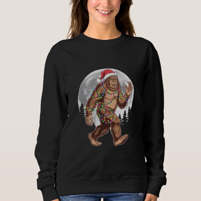 Bigfoot Santa Julgran Ljus Julafton Sasquatch T Shirt (Framsida)