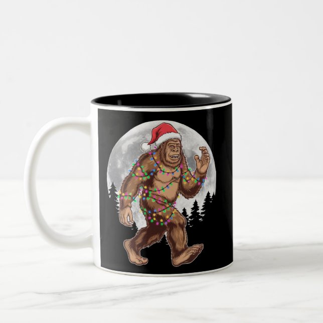 Bigfoot Santa Julgran Ljus Julafton Sasquatch Två-Tonad Mugg (Vänster)