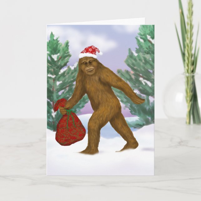 Bigfoot Santa Julhälsningar kortet Helgkort (Framsida)
