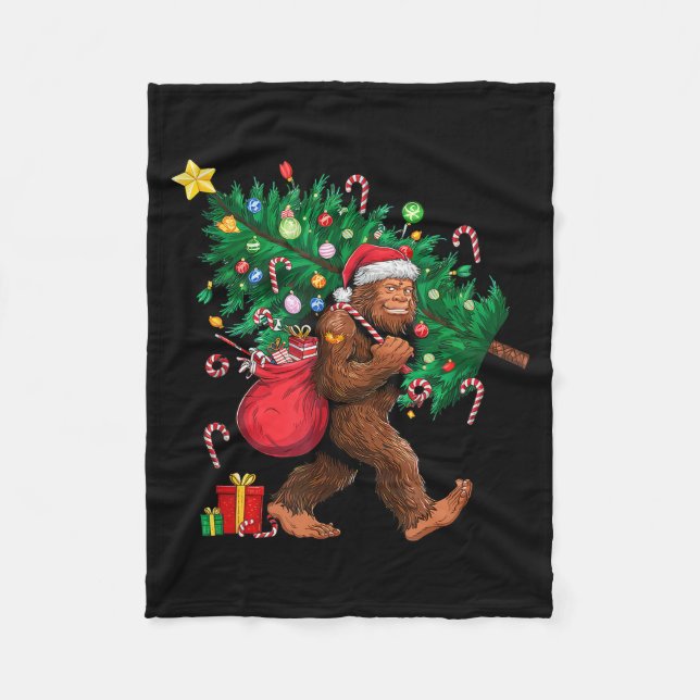 Bigfoot Santa Most Wonderful Christmas Tree Lights Fleecefilt (Framsidan)