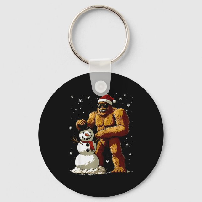 Bigfoot Santa Snowman Kids Boys Men Xmas Christmas Nyckelring (Framsida)