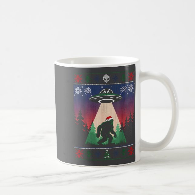 Bigfoot Santa Ufo Alien Funny Ugly Christmas Sweat Kaffemugg (Höger)