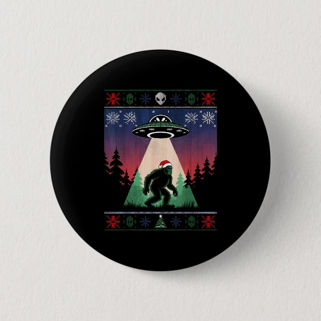 Bigfoot Santa Ufo Alien Funny Ugly Christmas Sweat Knapp (Framsida)