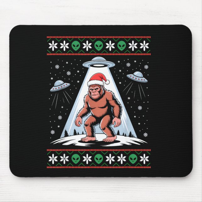 Bigfoot Santa Ufo Alien Funny Ugly Christmas Sweat Musmatta (Framsidan)