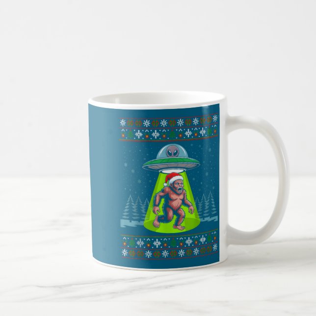 Bigfoot Santa Ufo Sasquatch Funny Ugly Christmas S Kaffemugg (Höger)