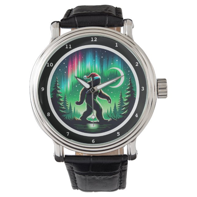 Bigfoot Santa with Northern Lights  Armbandsur (Framsida)