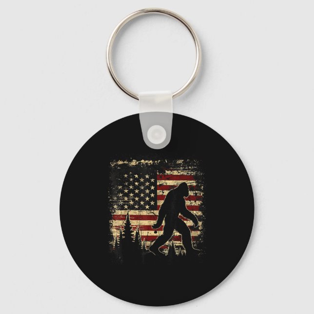 Bigfoot sasquatch 4 juli patriotisk amerikansk nyckelring (Framsida)