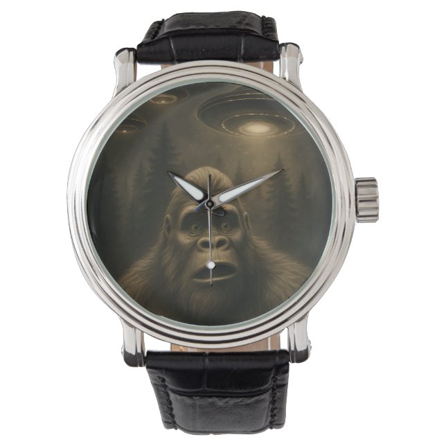 Bigfoot Sasquatch Alien UFO Funny Armbandsur (Framsida)