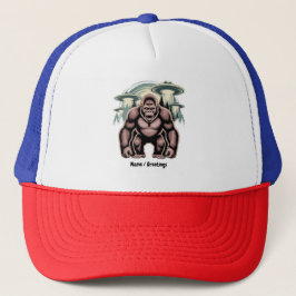 Bigfoot Sasquatch Alien UFO Funny Graphic Design Keps