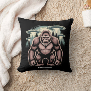 Bigfoot Sasquatch Alien UFO Funny Graphic Design Kudde