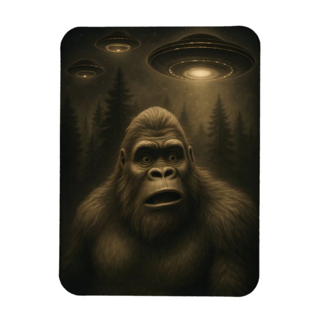Bigfoot Sasquatch Alien UFO Funny Magnet (Vertikal)