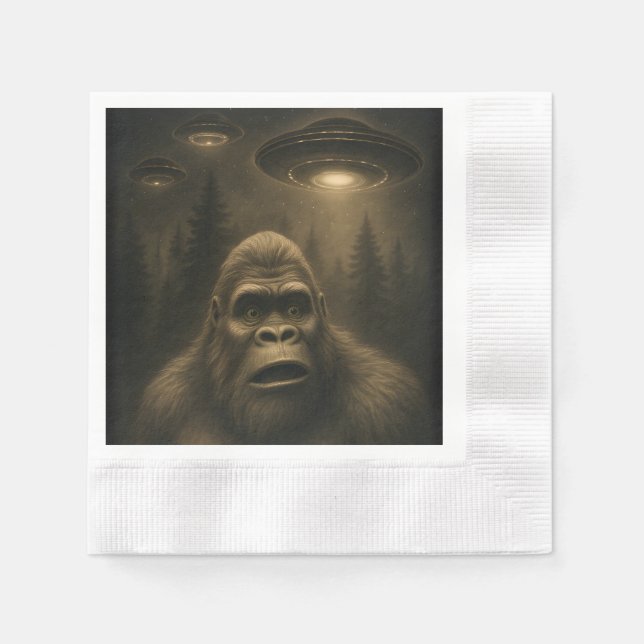 Bigfoot Sasquatch Alien UFO Funny Pappersservett (Framsidan)