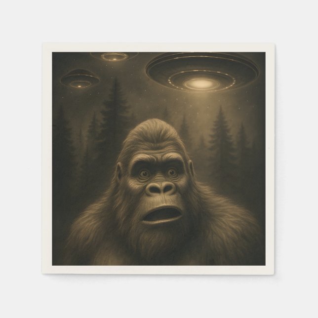 Bigfoot Sasquatch Alien UFO Funny Pappersservett (Framsidan)