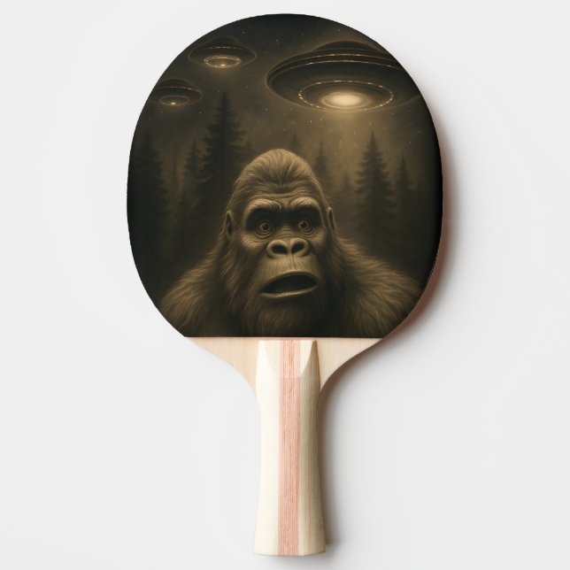 Bigfoot Sasquatch Alien UFO Funny Pingisracket (Framsidan)