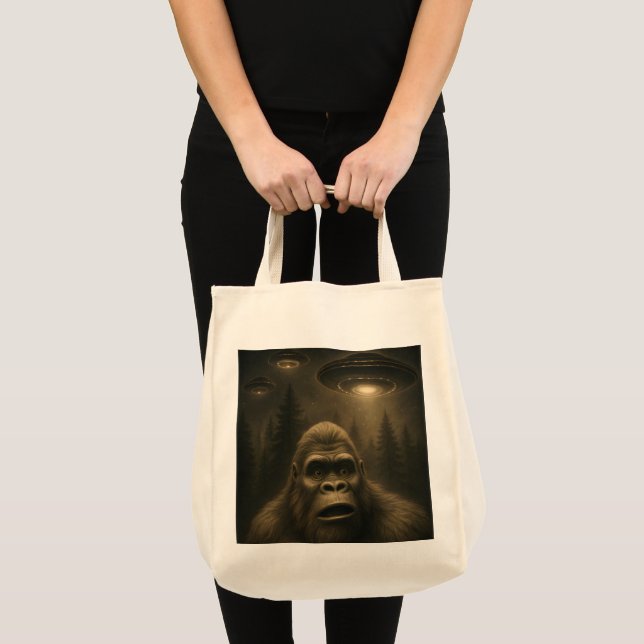 Bigfoot Sasquatch Alien UFO Funny Tygkasse (Framsida (produkt))