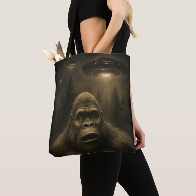 Bigfoot Sasquatch Alien UFO Funny Tygkasse (Närbild)