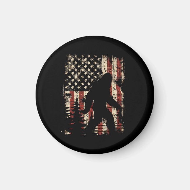 Bigfoot Sasquatch America Flag Patriotic Men Women Magnet (Framsidan)