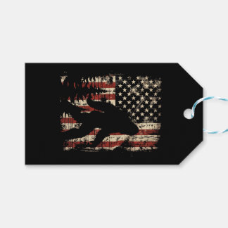 Bigfoot Sasquatch America Flag Patriotic Men Women Presentetikett