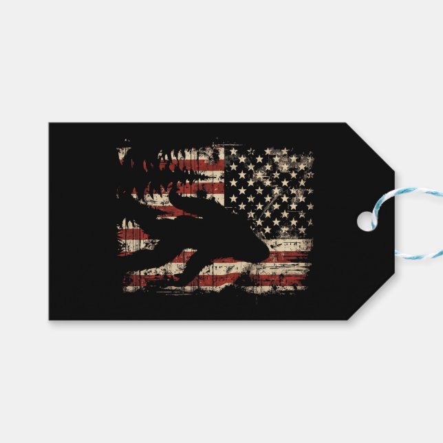 Bigfoot Sasquatch America Flag Patriotic Men Women Presentetikett (Framsidan (Horisontell))