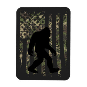 Bigfoot Sasquatch American Camouflaged USA flagga Magnet