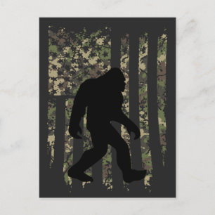 Bigfoot Sasquatch American Camouflaged USA flagga Vykort