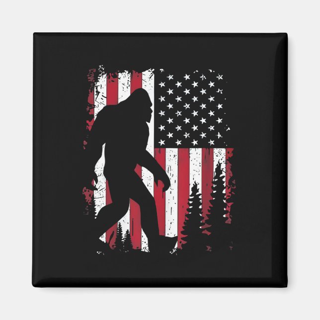 Bigfoot Sasquatch American Flagag Patriotic Magnet (Framsidan)