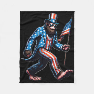 Bigfoot Sasquatch American Flagga Fleecefilt